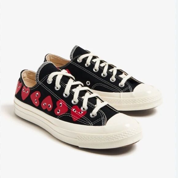 comme des garçon play x converse chuck 70 multi heart black sneakers W8.5/M6.5 - Picture 3 of 16